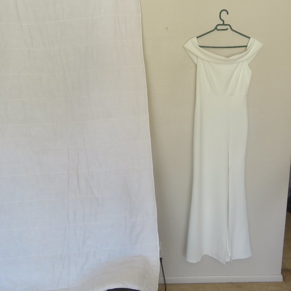 Womens LULUS Off the Shoulder White Maxi Long Gown